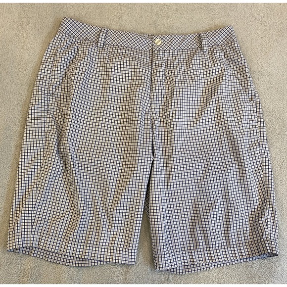 Puma Other - Mens Pima Golf Shorts 34 Plaid Blue Performance Stretch Size Chino Flat Front